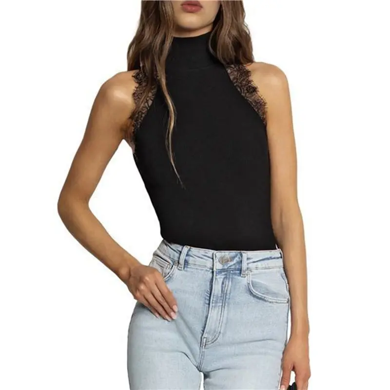 NEW-Womens Sleeveless Mock Neck Tank Tops Lace Slim Fit Stretch Ribbed Tops Casual Shirts
NEW-Womens Sleeveless Mock Neck Tank Tops Lace Slim Fit Stretch Ribbed Tops Casual Shirts