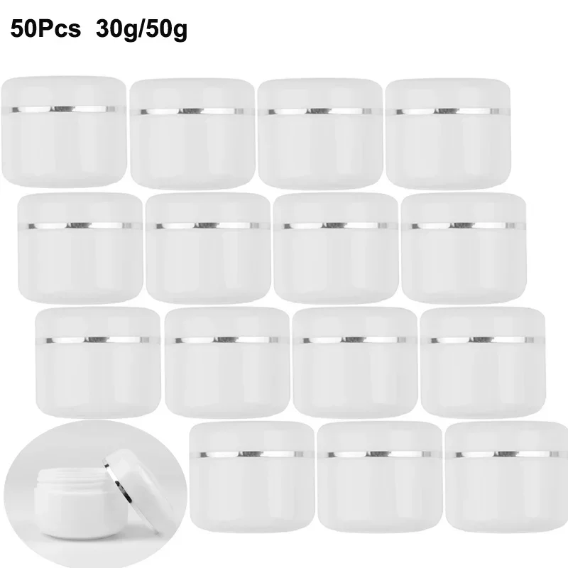 50 Pcs/pack 30g 50g Refillable Bottles for Travel Face Cream Lotion Cosmetic Container Portable Plastic Empty Makeup Jar Pot
50 Pcs/pack 30g 50g Refillable Bottles for Travel Face Cream Lotion Cosmetic Container Portable Plastic Empty Makeup Jar Pot