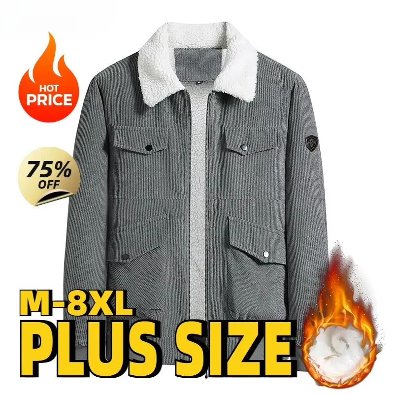 8XL Мужская одежда больших размеров с хлопковой подкладкой, трендовое модное вельветовое утолщенное пальто для делового отдыха, теплое и холодное однотонное пальто
8XL Мужская одежда больших размеров с хлопковой подкладкой, трендовое модное вельветовое утолщенное пальто для делового отдыха, теплое и холодное однотонное пальто