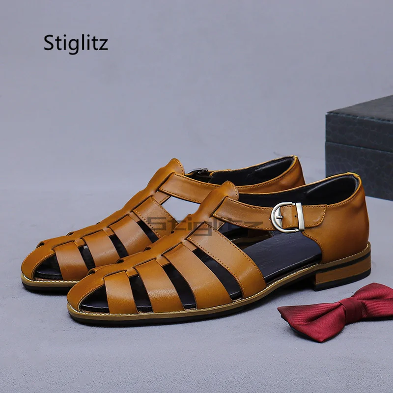 Retro Men's Leather Gladiator Sandals Summer New Roman Hollow Genuine Cowhide Shoes Brown Black Men Business Casual Shoes
Retro Men's Leather Gladiator Sandals Summer New Roman Hollow Genuine Cowhide Shoes Brown Black Men Business Casual Shoes