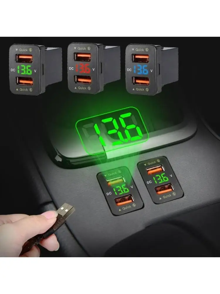 Car Dual USB Ports Fast Automatic Adapter LED Voltmeter Socket 12V-24V
Car Dual USB Ports Fast Automatic Adapter LED Voltmeter Socket 12V-24V