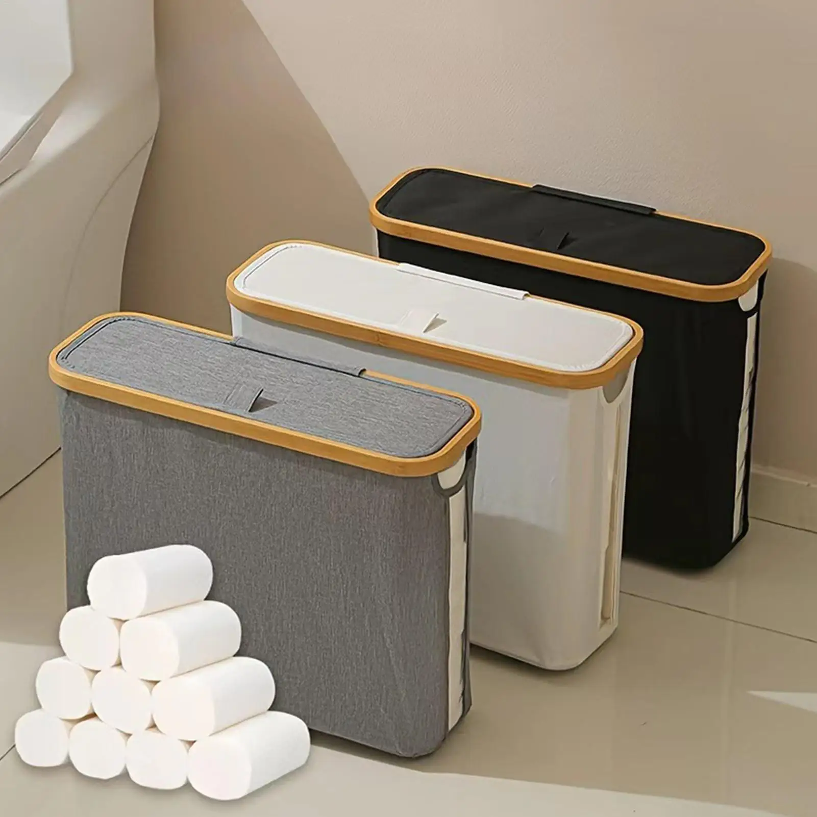 Toilet Paper Basket Storage Organizer with Lid Foldable Free Standing Holds 12 Mega Rolls Handle Bathroom Living Room Laundry
Toilet Paper Basket Storage Organizer with Lid Foldable Free Standing Holds 12 Mega Rolls Handle Bathroom Living Room Laundry