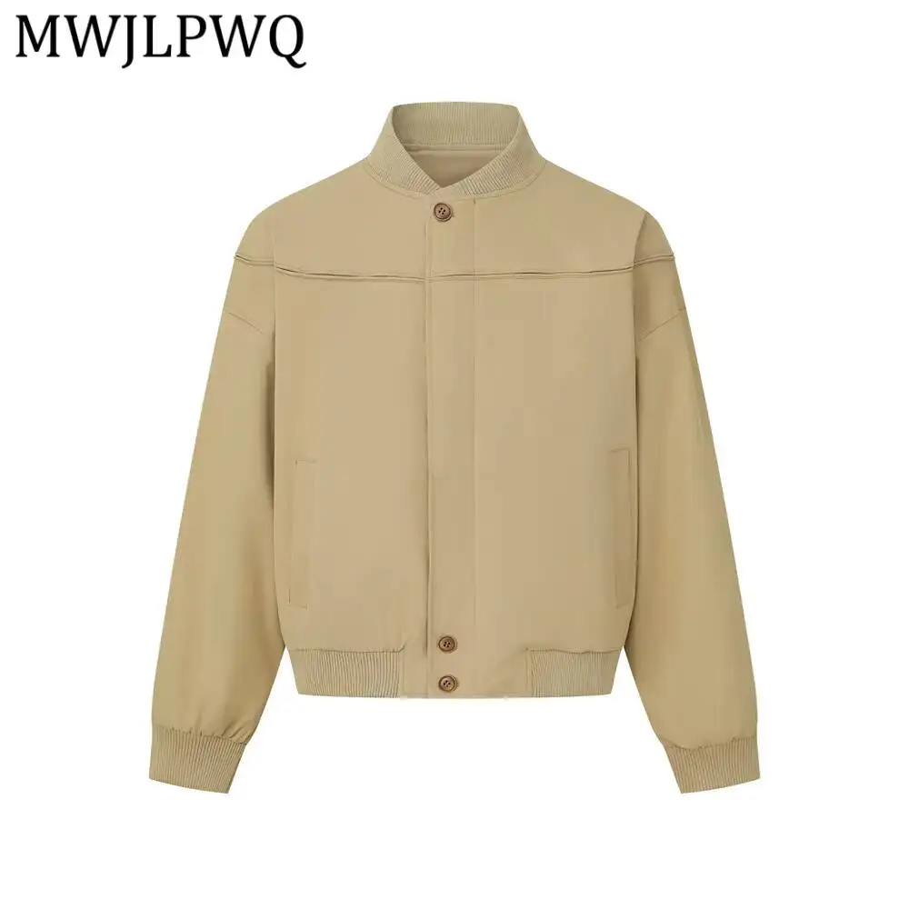 MWJLPWQ Rib Stand Collar Button Baseball Jacket Horizontal Stitch Side Slip Pocket Loose Men Retro Daily Casual Outer Coat 16829
MWJLPWQ Rib Stand Collar Button Baseball Jacket Horizontal Stitch Side Slip Pocket Loose Men Retro Daily Casual Outer Coat 16829