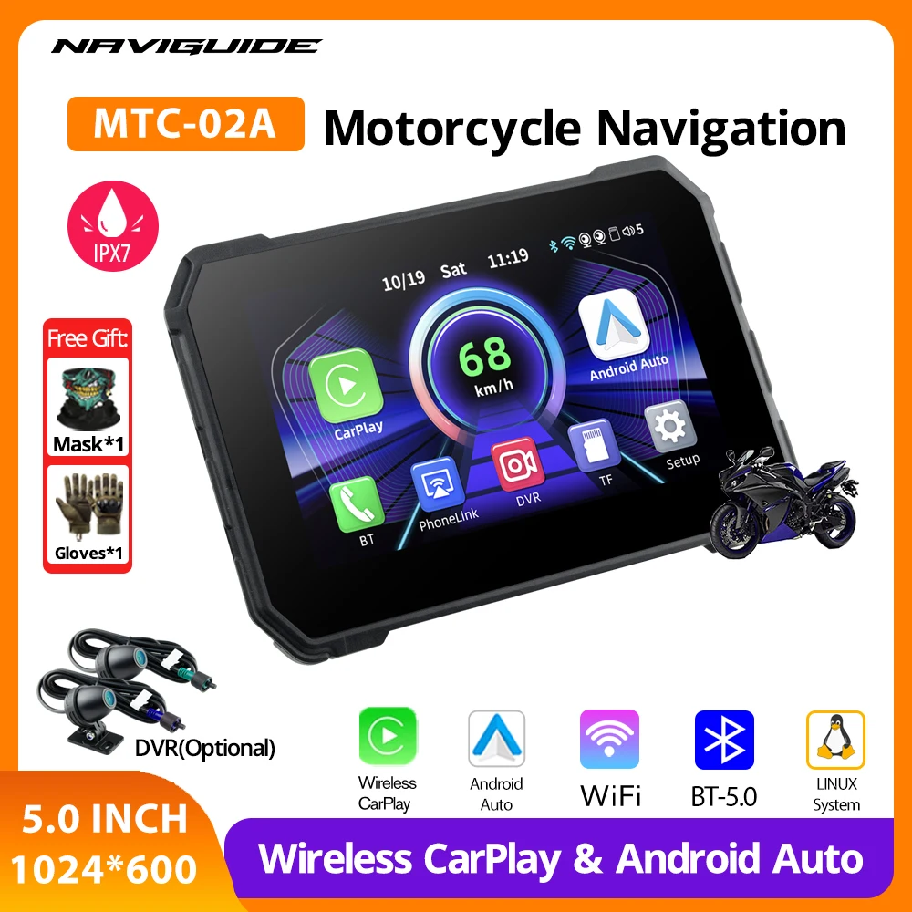 NAVIGUIDE 5-дюймовый мото беспроводной Carplay Android Auto IPX7 водонепроницаемый 800*480/1024*600 навигационный монитор для мотоцикла DVR опционально
NAVIGUIDE 5-дюймовый мото беспроводной Carplay Android Auto IPX7 водонепроницаемый 800*480/1024*600 навигационный монитор для мотоцикла DVR опционально