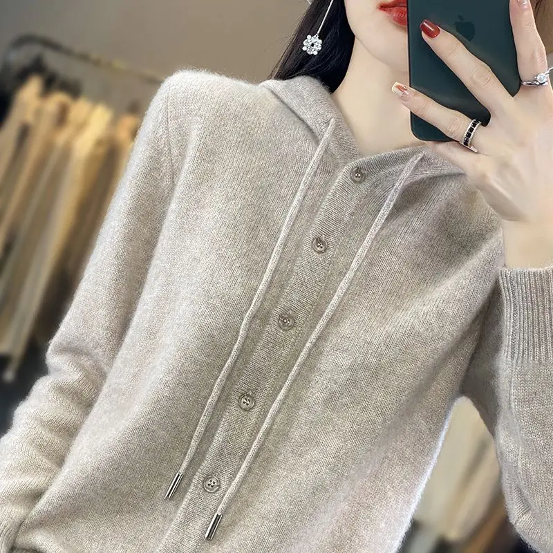Long Sleeved Women's Solid Color Cashmere Hooded Sweatshirt Autumn and Winter Hooded Sheep Knitted Sweater Women's Sweater A166
Long Sleeved Women's Solid Color Cashmere Hooded Sweatshirt Autumn and Winter Hooded Sheep Knitted Sweater Women's Sweater A166