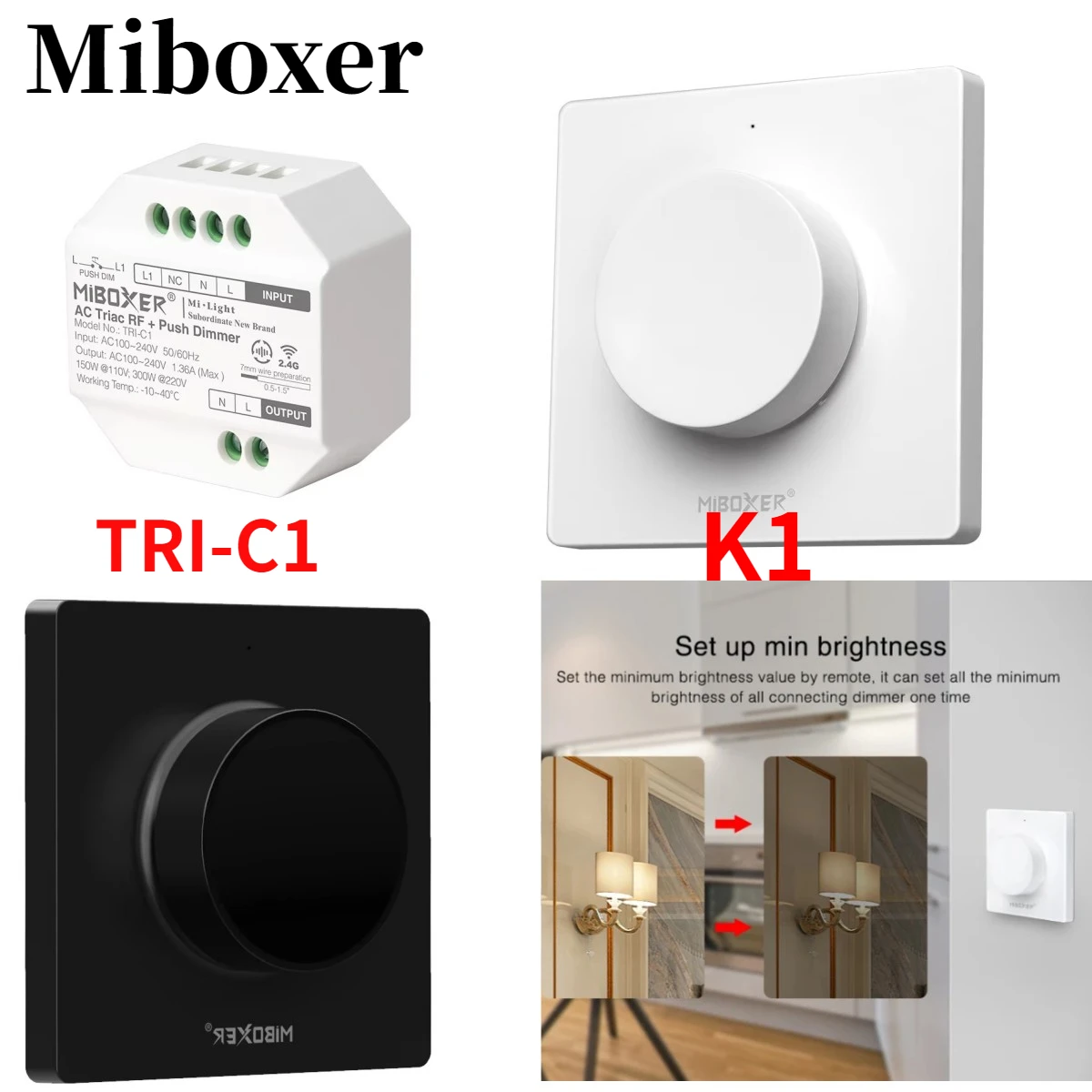 Miboxer Triac RF + нажимной диммер RF беспроводное нажимное Затемнение/K1 вращающаяся панель переключателя дистанционное управление для одноцветного освещения
Miboxer Triac RF + нажимной диммер RF беспроводное нажимное Затемнение/K1 вращающаяся панель переключателя дистанционное управление для одноцветного освещения
