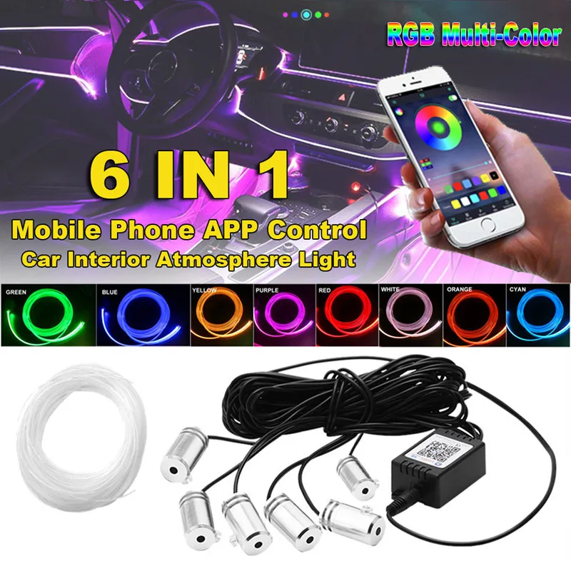 6/8M LED Atmosphere Car Light Interior 64 RGB Car Interior Acrylic Light Guide Fiber Optic Car Decoration Atmosphere Light 6 in1
6/8M LED Atmosphere Car Light Interior 64 RGB Car Interior Acrylic Light Guide Fiber Optic Car Decoration Atmosphere Light 6 in1