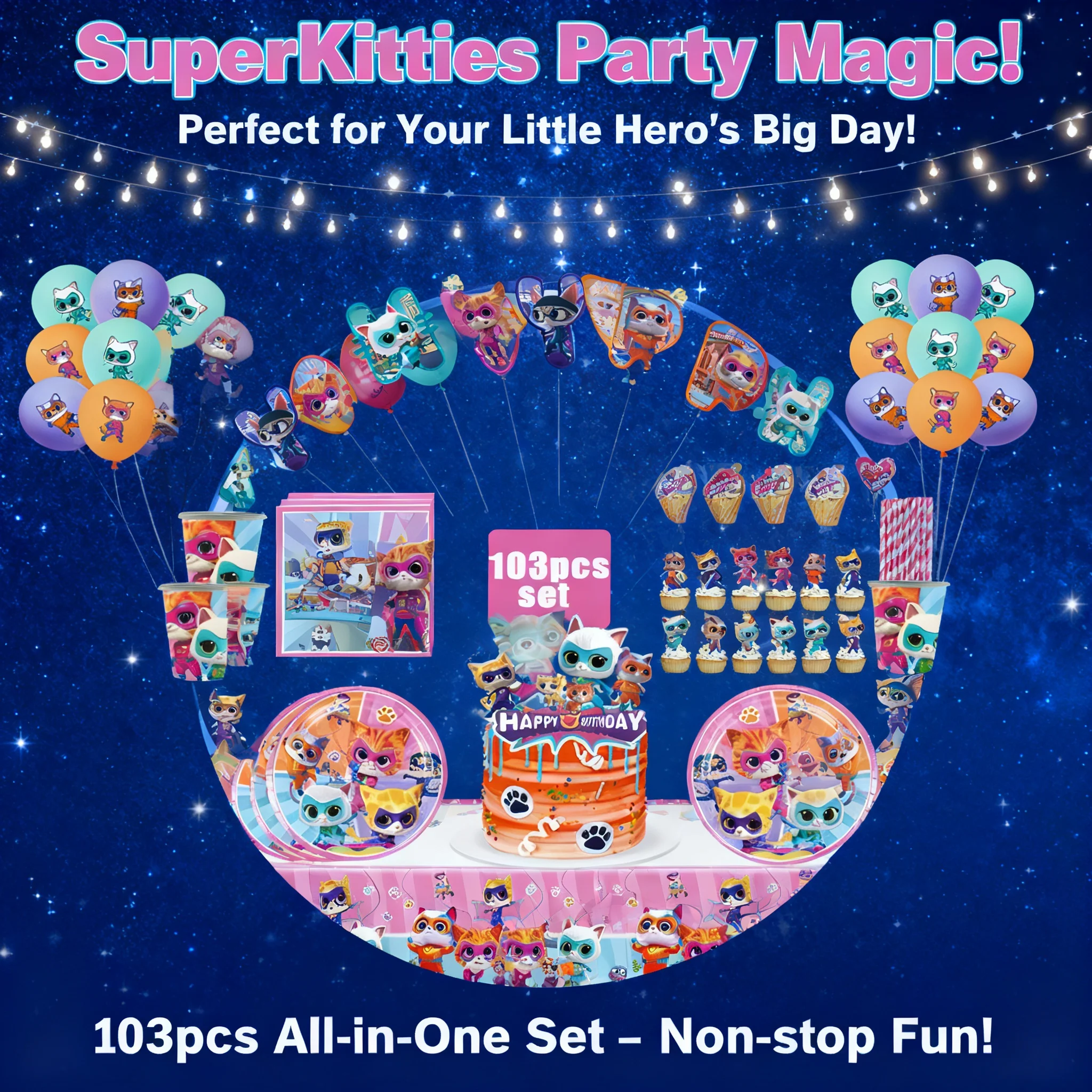 Happy Birthday Superkitties Party Decor Paw Meow Cat Tableware Plate Cup Tablecloth Gift Set Kid Supplie Toy
Happy Birthday Superkitties Party Decor Paw Meow Cat Tableware Plate Cup Tablecloth Gift Set Kid Supplie Toy