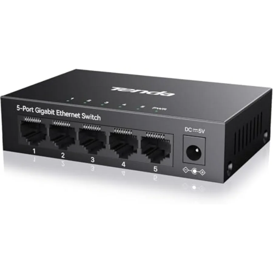5 Port Gigabit Switch, Unmanaged Ethernet Switch, Network Splitter with Traffic Optimization, Plug and Play, Fanless Metal Desi
5 Port Gigabit Switch, Unmanaged Ethernet Switch, Network Splitter with Traffic Optimization, Plug and Play, Fanless Metal Desi