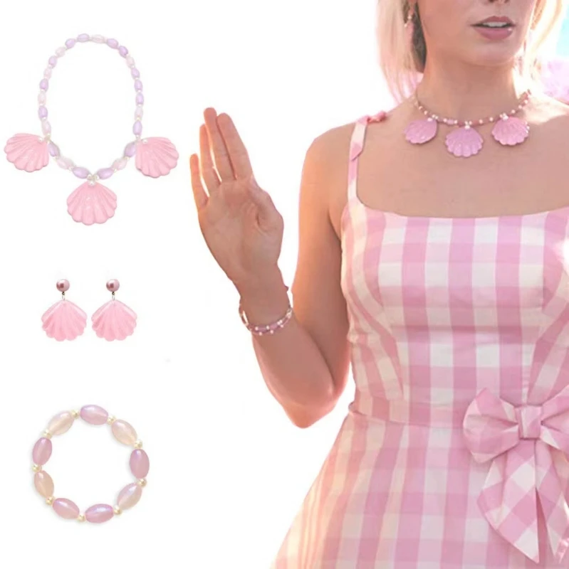 Cosplay Necklace Earrings Bracelets Set Pink Beaded Clavicle Chain Necklace Jewelry for Girls Princess Bracelets
Cosplay Necklace Earrings Bracelets Set Pink Beaded Clavicle Chain Necklace Jewelry for Girls Princess Bracelets