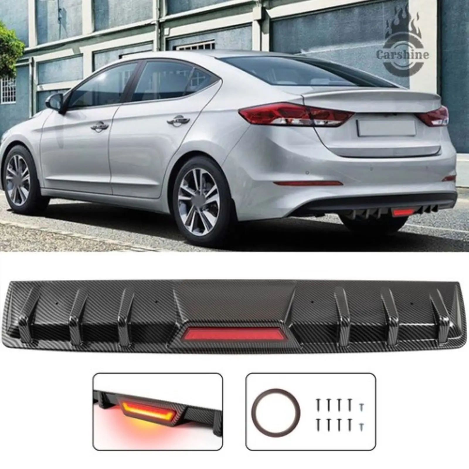 For Hyundai Elantra 2016-2020 Carbon Fiber Rear Bumper Diffuser Fins Spoiler w/LED Light
For Hyundai Elantra 2016-2020 Carbon Fiber Rear Bumper Diffuser Fins Spoiler w/LED Light