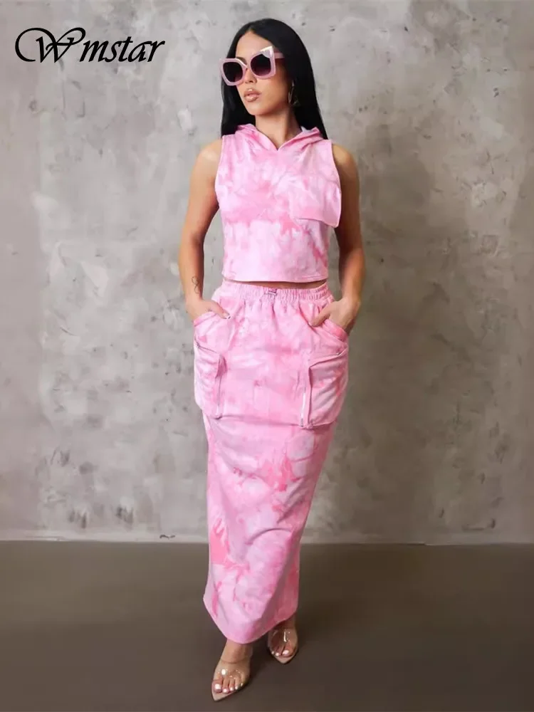 Wmstar Skirts Sets Summer Holiday Sexy Two Piece Set Women Tie Dye Hoodies Crop Top and Maxi Skirt Wholesale Dropshipping 2024
Wmstar Skirts Sets Summer Holiday Sexy Two Piece Set Women Tie Dye Hoodies Crop Top and Maxi Skirt Wholesale Dropshipping 2024