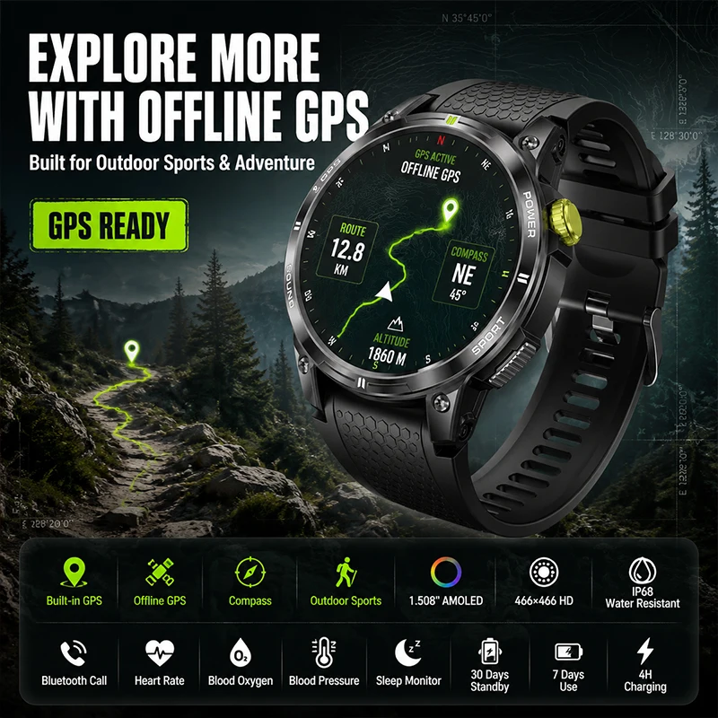 2026 New GPS Positioning Smart Watch 1.5" 466 * 466 HD AMOLED Screen with Health Monitoring BT Call IP68 Waterproof Smart Watch
2026 New GPS Positioning Smart Watch 1.5" 466 * 466 HD AMOLED Screen with Health Monitoring BT Call IP68 Waterproof Smart Watch