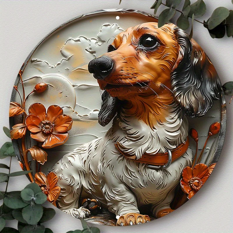 Aluminum Metal Sign Art Set, Circular Dachshund Dog Design with Floral Wreath, HD Printing, Pre-Drilled, Wall Art Home Decor
Aluminum Metal Sign Art Set, Circular Dachshund Dog Design with Floral Wreath, HD Printing, Pre-Drilled, Wall Art Home Decor
