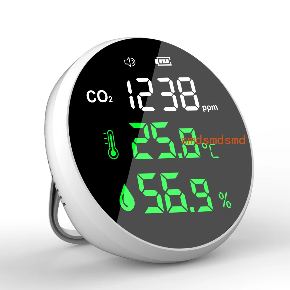Mini Desktop CO2 Detector with LED Screen Air Quality Tester CO2 Meter Thermometer Hygrometer Into One RoHS CE Certification