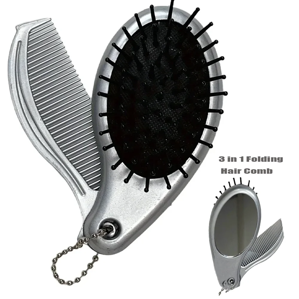 New 3 in 1 Folding Hair Comb Mirror Portable Travel Compact Massage Brush with Fashion Pendant Styling Essential Tool Essential
New 3 in 1 Folding Hair Comb Mirror Portable Travel Compact Massage Brush with Fashion Pendant Styling Essential Tool Essential