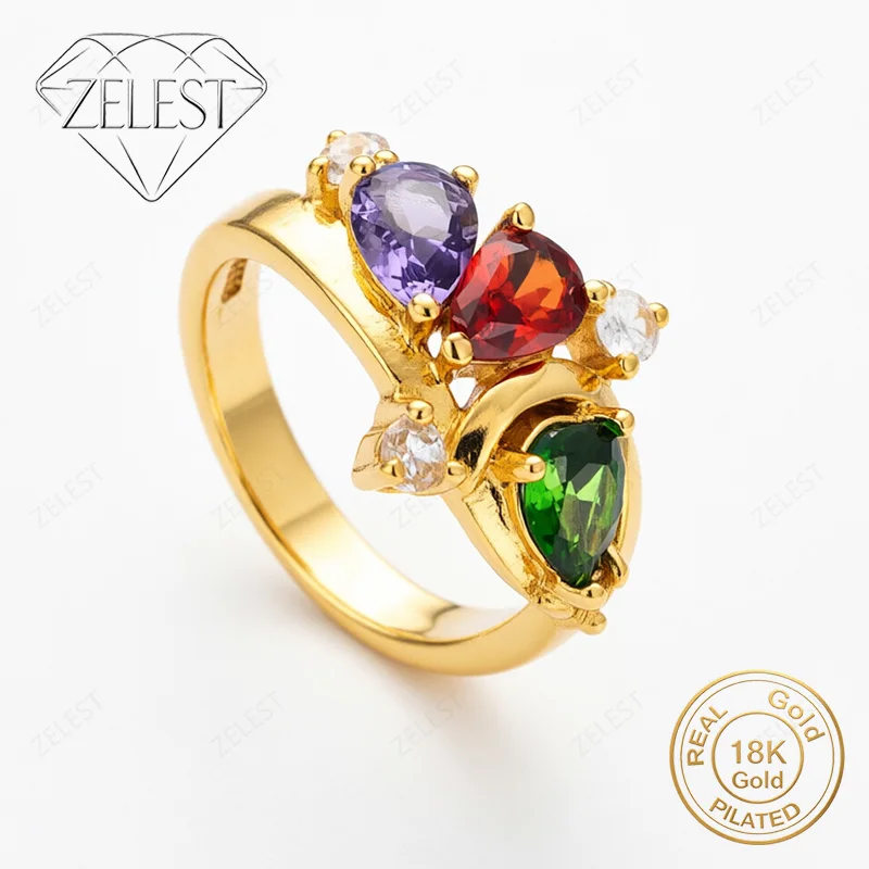 925 Sterling Silver 18K Gold Plated Luxury Colored Zircon Ring for Women, Fashion Party Gift Accessories Jewelry
925 Sterling Silver 18K Gold Plated Luxury Colored Zircon Ring for Women, Fashion Party Gift Accessories Jewelry