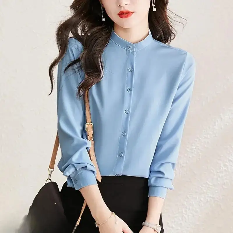Женская одежда, осень 2024, новые повседневные топы большого размера, офисная женская блузка, элегантная однотонная рубашка на пуговицах с круглым вырезом
Женская одежда, осень 2024, новые повседневные топы большого размера, офисная женская блузка, элегантная однотонная рубашка на пуговицах с круглым вырезом