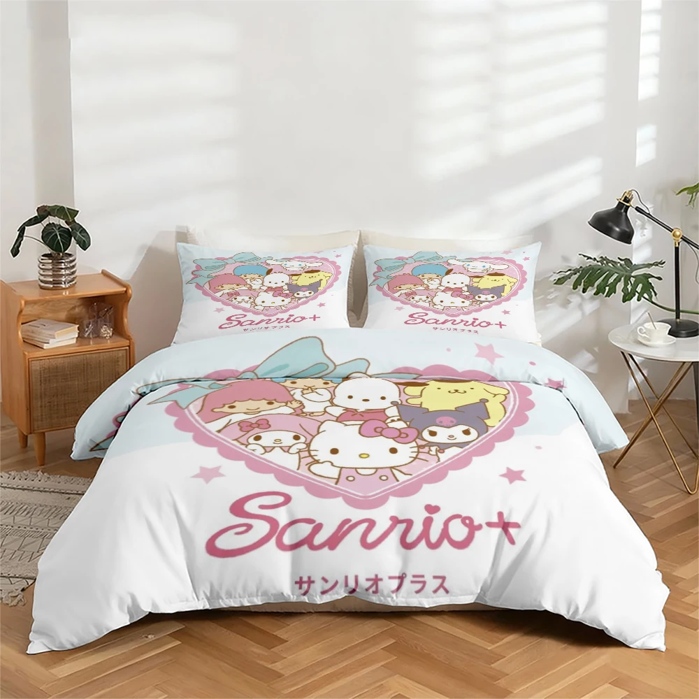 3-Piece High-Definition Digital Print Bedding Set Sanrio+Cartoon Pattern Large Floral Duvet Cover Set, Featuring 1 Duvet Cover and 2 Pillowcases Featuring Sanrio Characters Like My Melody and Hello Kitty, Ultra-Soft Bedding, Thick Polyester Fiber Fabric,
3-Piece High-Definition Digital Print Bedding Set Sanrio+Cartoon Pattern Large Floral Duvet Cover Set, Featuring 1 Duvet Cover and 2 Pillowcases Featuring Sanrio Characters Like My Melody and Hello Kitty, Ultra-Soft Bedding, Thick Polyester Fiber Fabric,
