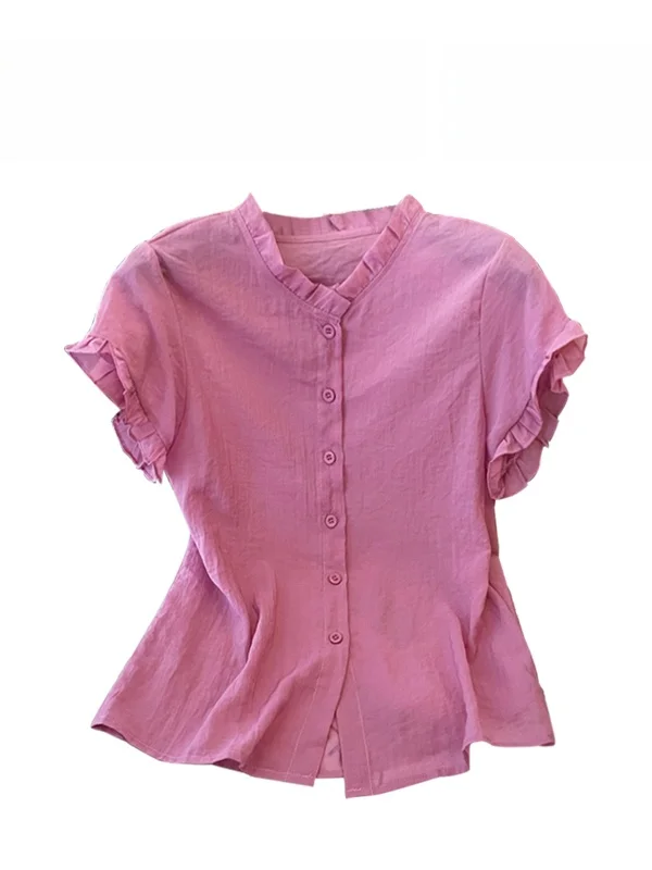 Unique Commuter Casual Short Sleeve Shirt Ankou Red Summer 2025 Fashionable Top Women's Loose Fit round Neck Button down
Unique Commuter Casual Short Sleeve Shirt Ankou Red Summer 2025 Fashionable Top Women's Loose Fit round Neck Button down