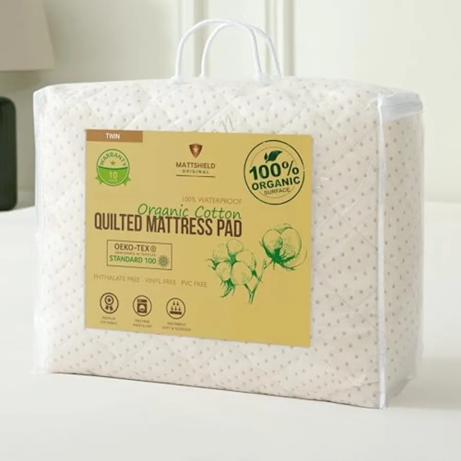 Luxury Organic Cotton Mattress Protector Size - Premium 380 GSM Waterproof and Breathable Pad - Deep Pocket Fitted Cover - Soft
Luxury Organic Cotton Mattress Protector Size - Premium 380 GSM Waterproof and Breathable Pad - Deep Pocket Fitted Cover - Soft
