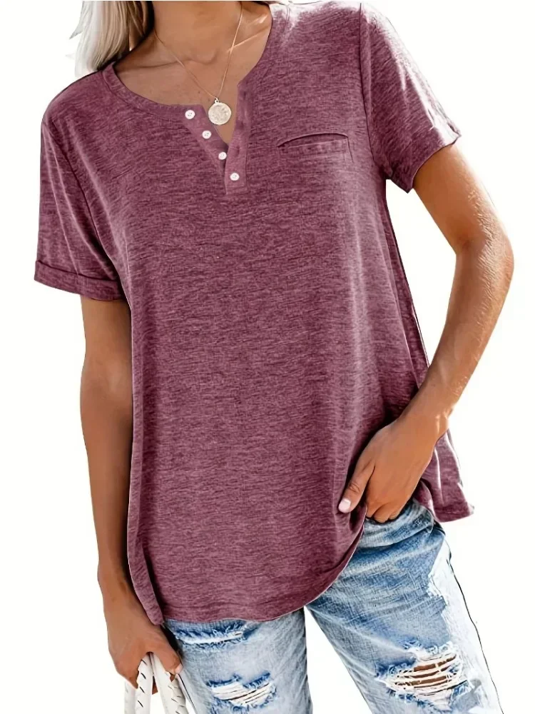 Spring/Summer New Plus Size 1XL-5XL Women's Style Loose V-neck Short Sleeve Tops Ladies Casual Pocket T-shirt
Spring/Summer New Plus Size 1XL-5XL Women's Style Loose V-neck Short Sleeve Tops Ladies Casual Pocket T-shirt