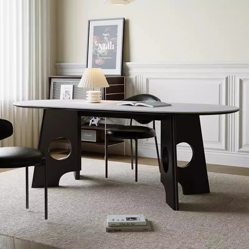 Solid wood black dining table French retro household small apartment dining table Italian antique white rock slab dining table a
Solid wood black dining table French retro household small apartment dining table Italian antique white rock slab dining table a