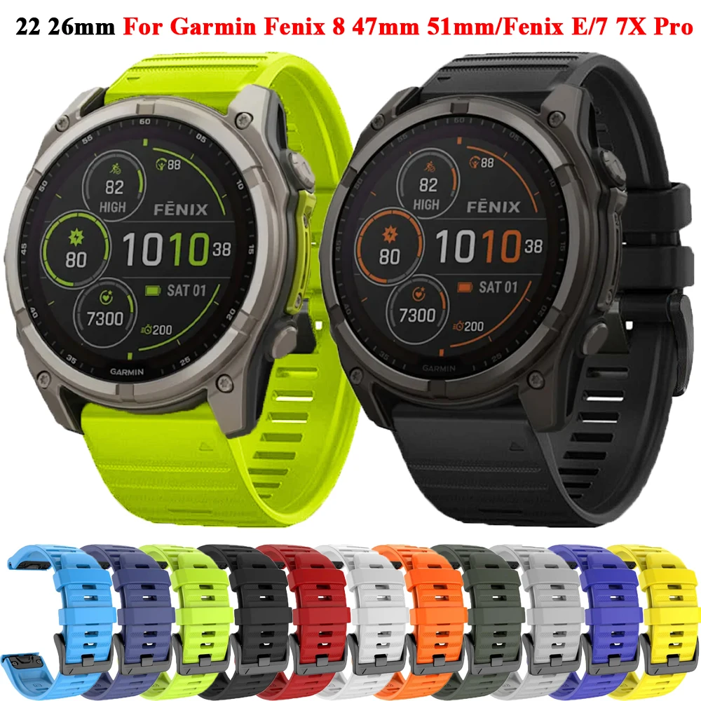 Спортивный силиконовый ремешок QuickFit 22 мм 26 мм для Garmin Fenix 8 47 мм 51 мм/Fenix E 7 7X 6 6X 5 5XPlus Сменный ремешок-браслет
Спортивный силиконовый ремешок QuickFit 22 мм 26 мм для Garmin Fenix 8 47 мм 51 мм/Fenix E 7 7X 6 6X 5 5XPlus Сменный ремешок-браслет