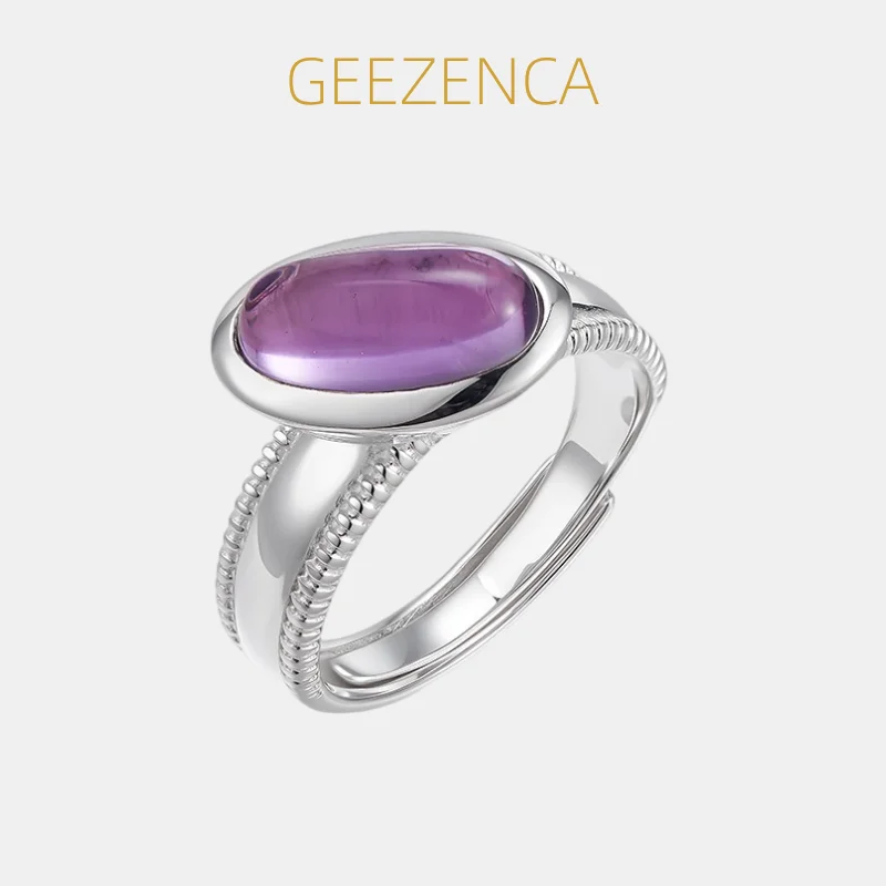 GEEZENCA 925 Sterling Silver Natural Amethyst Open Ring For Women Simple Geometric Trendy Minimalist Stackable Adjustable Rings
GEEZENCA 925 Sterling Silver Natural Amethyst Open Ring For Women Simple Geometric Trendy Minimalist Stackable Adjustable Rings