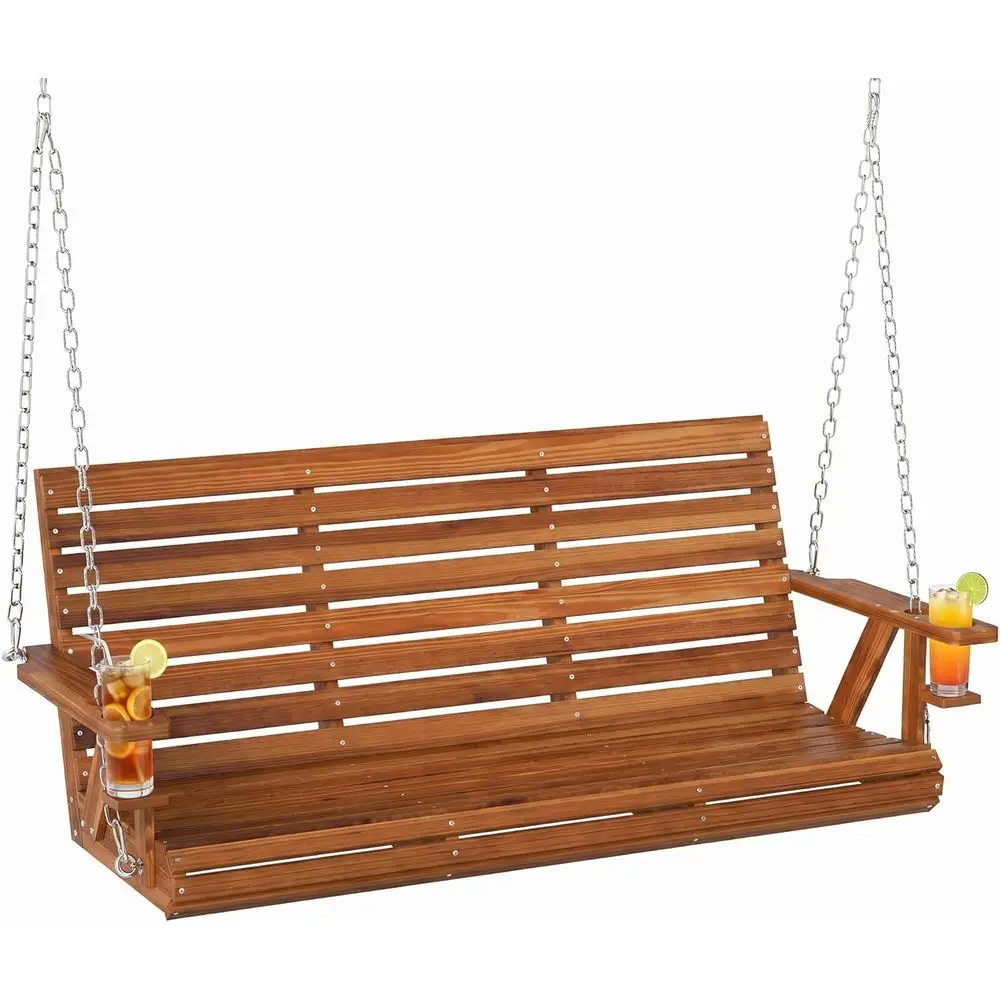 Upgraded Wooden Porch Swing 3-Seater, 5 T Outdoor Patio Swing Bench with Cupholders, Hanging Chains, Swing Chair Bench or Patio
Upgraded Wooden Porch Swing 3-Seater, 5 T Outdoor Patio Swing Bench with Cupholders, Hanging Chains, Swing Chair Bench or Patio