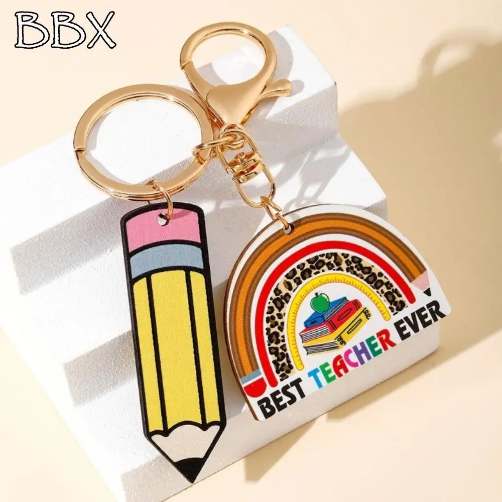 Wooden Pencil Rainbow Keychain Geometric Shape Charm Teacher's Day Keychain Colorful English Letter Teacher Education Pendant
Wooden Pencil Rainbow Keychain Geometric Shape Charm Teacher's Day Keychain Colorful English Letter Teacher Education Pendant