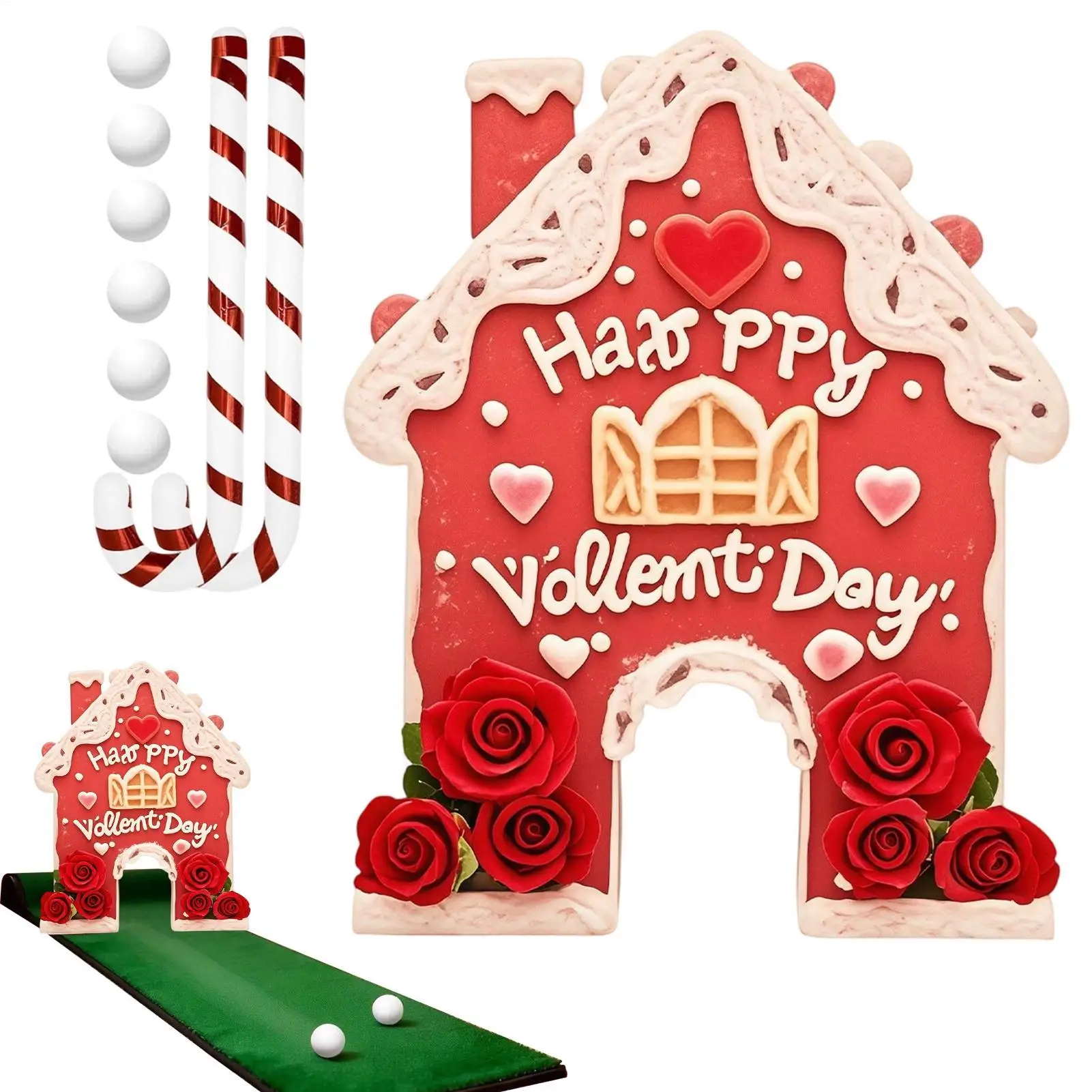 Gingerbread Golf Game Set Valentine's Day Holiday Putting Toys Family Game with Candy Cane Clubs and Balls for Indoor Home
Gingerbread Golf Game Set Valentine's Day Holiday Putting Toys Family Game with Candy Cane Clubs and Balls for Indoor Home
