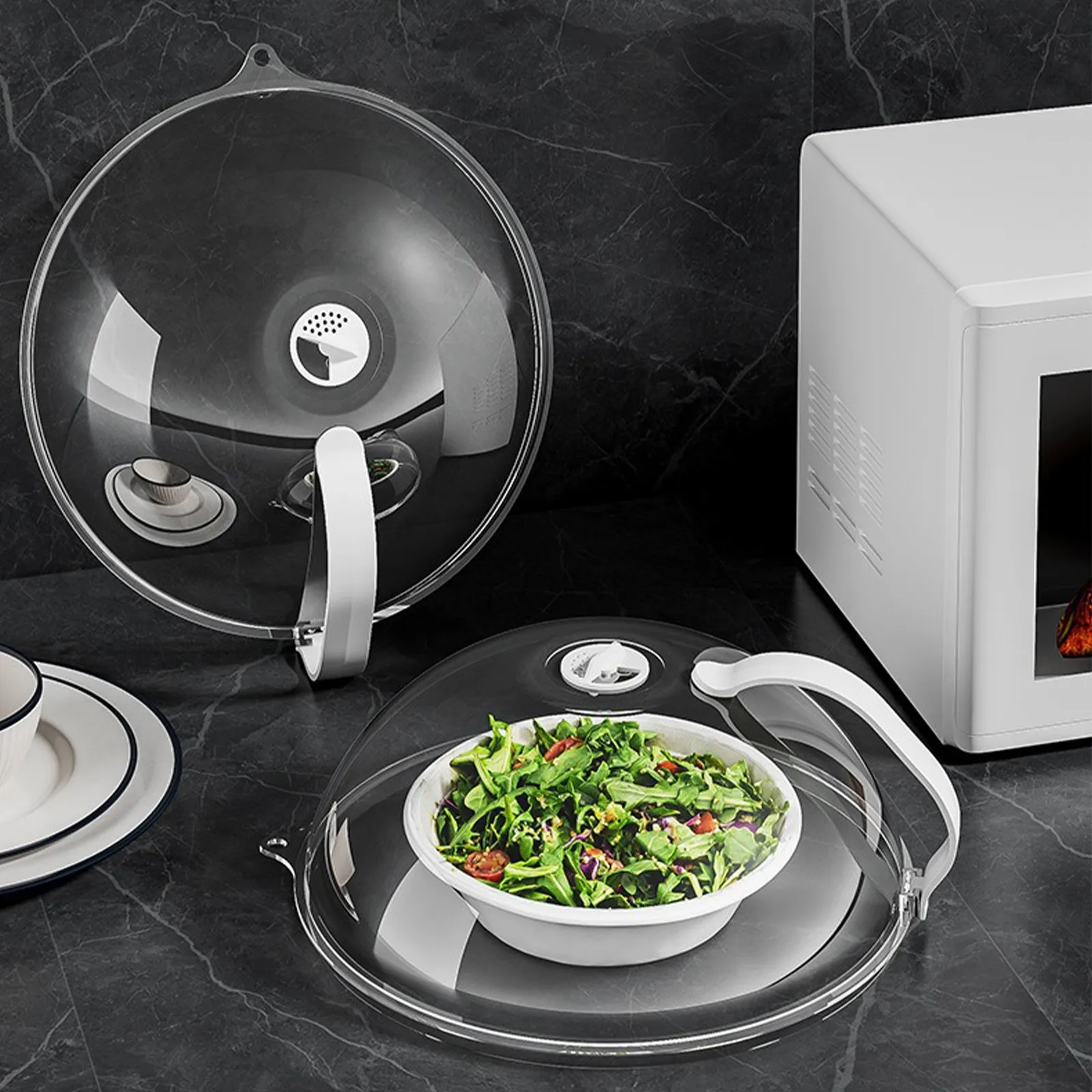 Transparent Splash-proof Multifunctional Cover With Steam Hole And Handle Fits Most Plates Microwave Plate Cover Kitchen Tool
Transparent Splash-proof Multifunctional Cover With Steam Hole And Handle Fits Most Plates Microwave Plate Cover Kitchen Tool