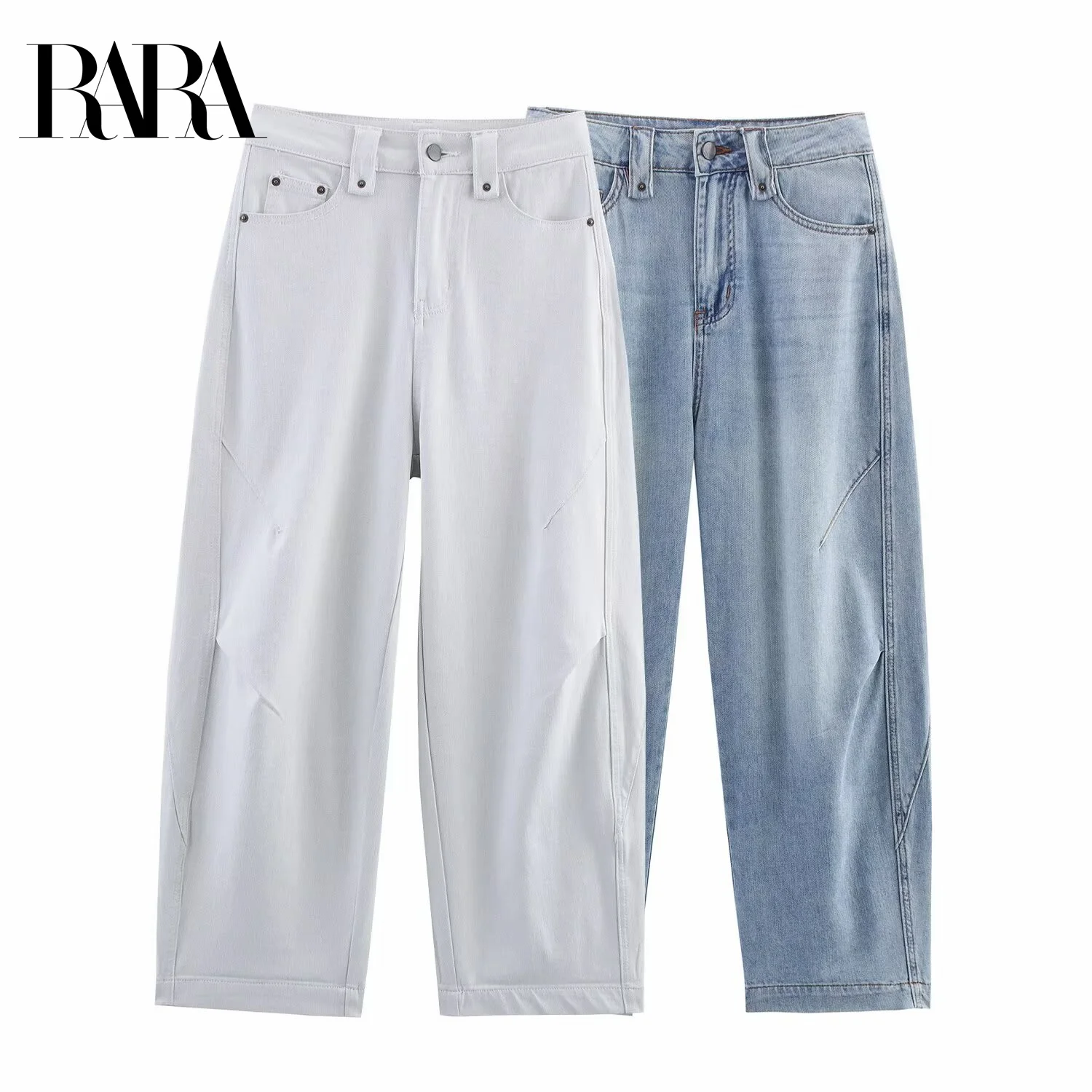 RARA Women's Summer New Pleated Decorated Casual Loose Scimitar Shaped Cropped Jeans Fashionable and Versatile
RARA Women's Summer New Pleated Decorated Casual Loose Scimitar Shaped Cropped Jeans Fashionable and Versatile