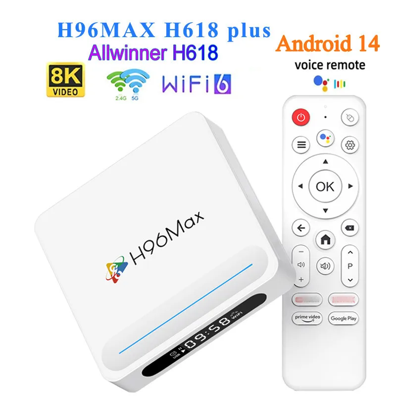H96MAX H618 PLUS Android 14 TV Box Allwinner H618 4GB 128GB 8K HD WIFI6 BT5.X Media Player Set Top Box
H96MAX H618 PLUS Android 14 TV Box Allwinner H618 4GB 128GB 8K HD WIFI6 BT5.X Media Player Set Top Box