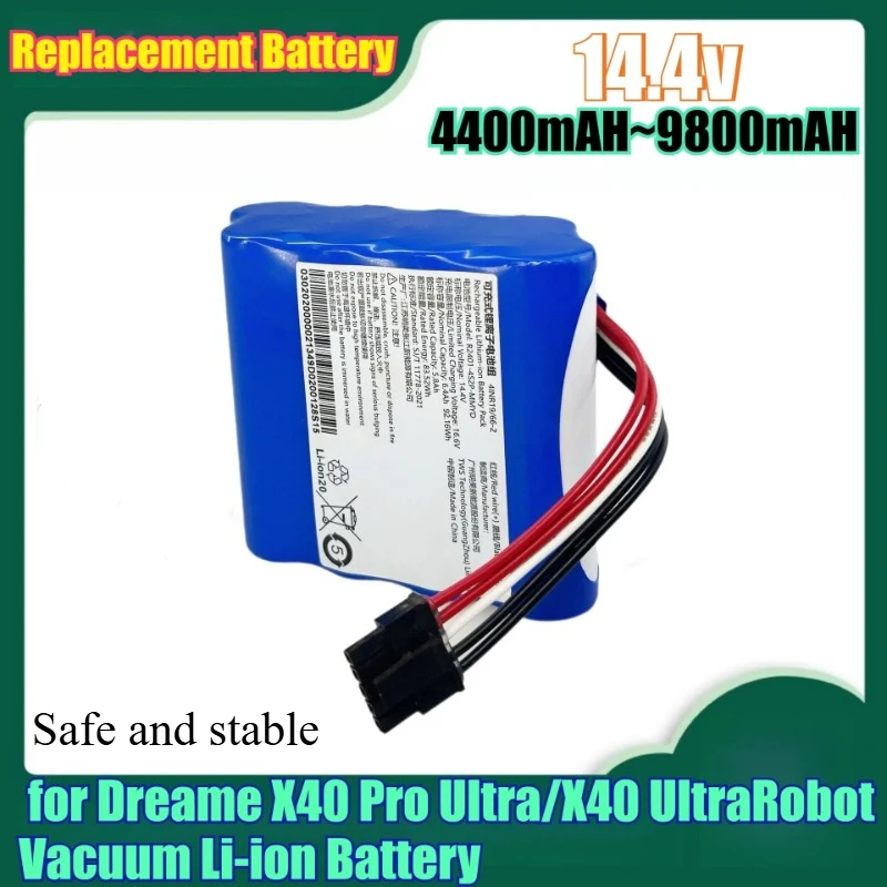 9800mAh High-Capacity Replacement Battery for Dreame X40 Pro Ultra/X40 UltraRobot Vacuum Li-ion Battery Pack with Fast Charging
9800mAh High-Capacity Replacement Battery for Dreame X40 Pro Ultra/X40 UltraRobot Vacuum Li-ion Battery Pack with Fast Charging