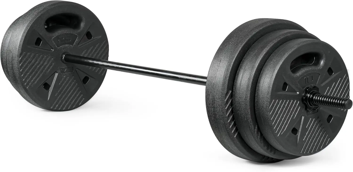 47" Threaded Barbell Set with 100 LB Cement Grip Plates, Star Collars for Home Gym Strength Training
47" Threaded Barbell Set with 100 LB Cement Grip Plates, Star Collars for Home Gym Strength Training