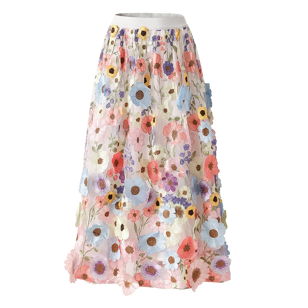 Fine Workmanship Embroidery Floral Lady A-line Pink Gauze High Waist Women Midi Skirt
Fine Workmanship Embroidery Floral Lady A-line Pink Gauze High Waist Women Midi Skirt