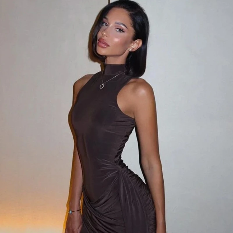 Summer sexy Turtleneck Sleeveless Sexy Mini Dress For Women Fashion Irregular Ruched Tank Dress Femme Elegant Club Party Dress
Summer sexy Turtleneck Sleeveless Sexy Mini Dress For Women Fashion Irregular Ruched Tank Dress Femme Elegant Club Party Dress