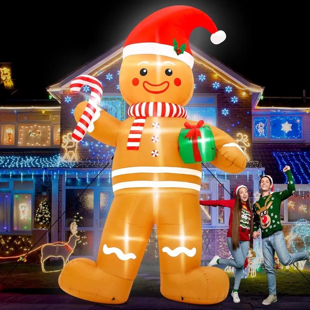 12FT Christmas Inflatables, Giant Blow Up Christmas Gingerbread Man Decorations, Lighted Up Xmas Gingerbread with Red Hat and Ca
12FT Christmas Inflatables, Giant Blow Up Christmas Gingerbread Man Decorations, Lighted Up Xmas Gingerbread with Red Hat and Ca