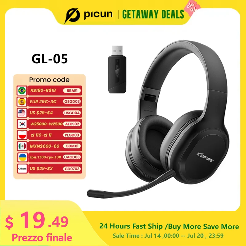 Picun GL-05 Gaming Wireless Headphone with Mic OverEar Headphones Bluetooth 5.4 40mm Driver 2.4G/Wireless/Cable USB Headsets 40H
Picun GL-05 Gaming Wireless Headphone with Mic OverEar Headphones Bluetooth 5.4 40mm Driver 2.4G/Wireless/Cable USB Headsets 40H