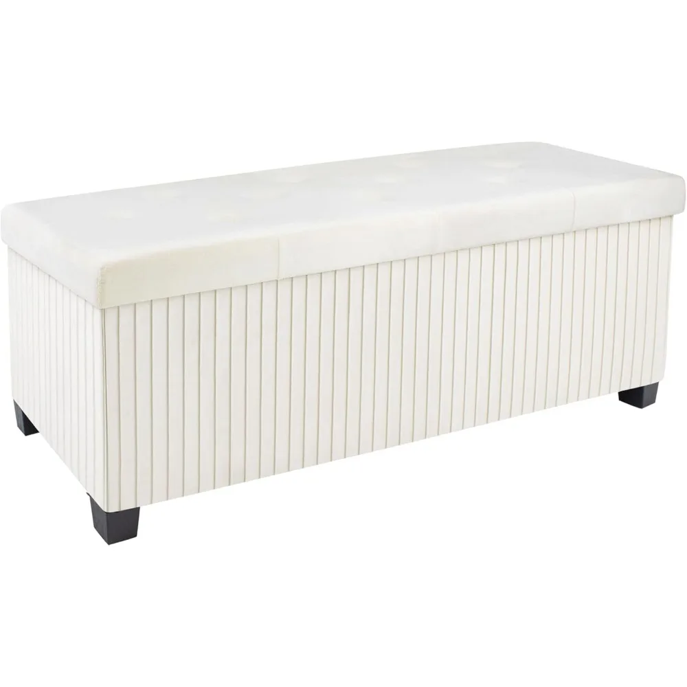 Storage Ottoman Bench, 43 Inch Foldable Ottoman with Legs, Velvet Foot Rest Stool, End of Bed Bench, Storage Chest for Living Ro
Storage Ottoman Bench, 43 Inch Foldable Ottoman with Legs, Velvet Foot Rest Stool, End of Bed Bench, Storage Chest for Living Ro