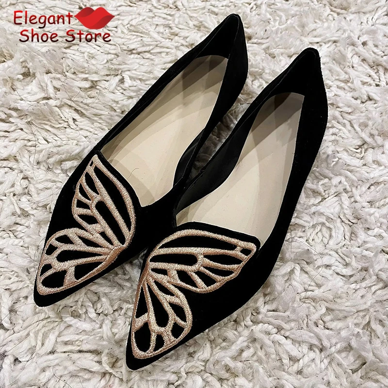 Butterfly Embroidered Black Suede Flat Shoes Summer Elegant Shallow Pointed Toe Slip-On Loafers Sexy Women Party Causal Shoes
Butterfly Embroidered Black Suede Flat Shoes Summer Elegant Shallow Pointed Toe Slip-On Loafers Sexy Women Party Causal Shoes