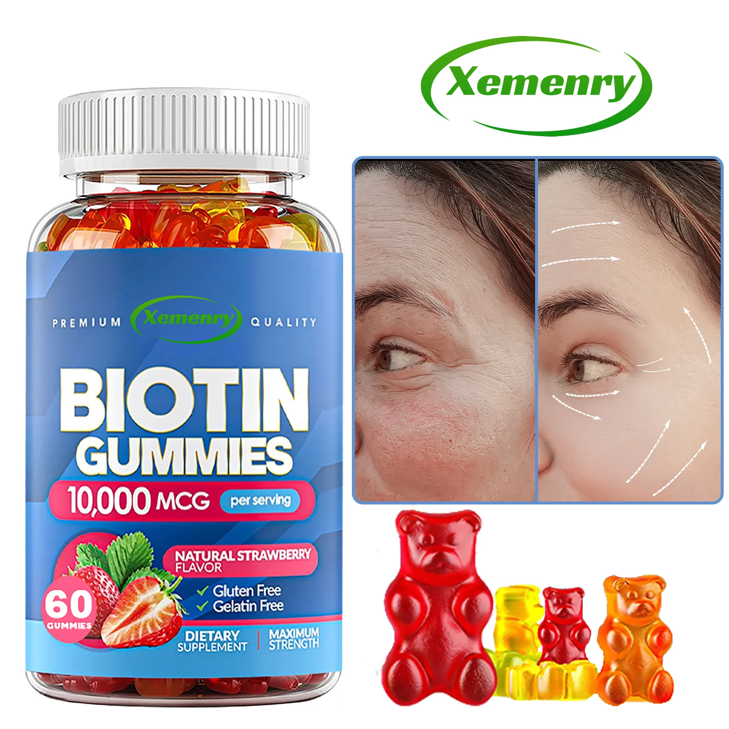 Biotin Gummies - Antioxidant, Brighten Skin, Supports Hair, Skin and Nails Health, Hair Growth, Boosts Energy Levels,Gluten-free
Biotin Gummies - Antioxidant, Brighten Skin, Supports Hair, Skin and Nails Health, Hair Growth, Boosts Energy Levels,Gluten-free
