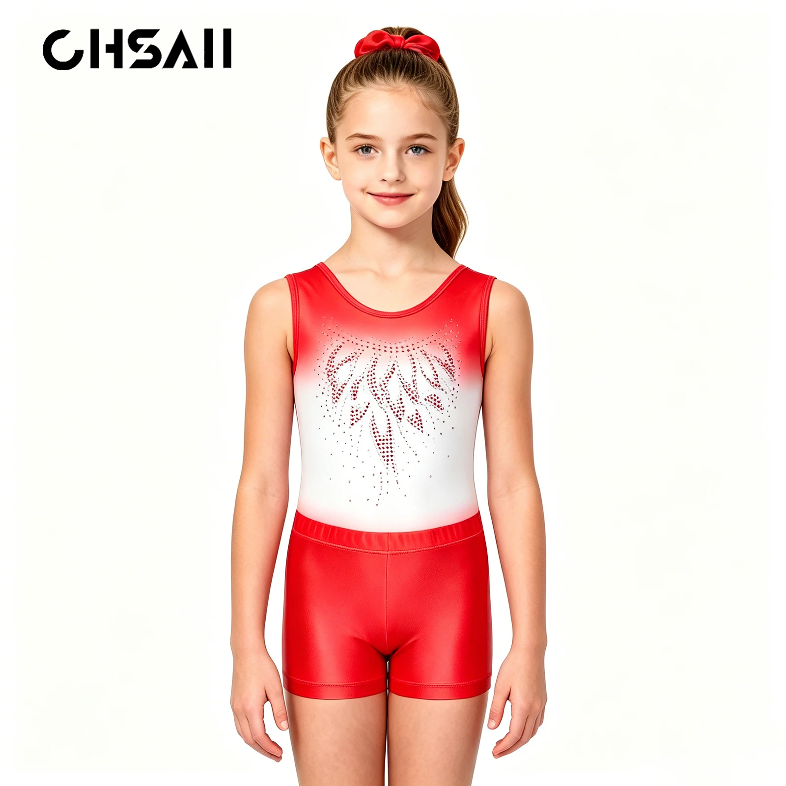 Girls Red White Gradient Shiny Rhinestone Gymnastics Leotard Set Sleeveless Dancewear Kids Ballet Competition Performance Outfit
Girls Red White Gradient Shiny Rhinestone Gymnastics Leotard Set Sleeveless Dancewear Kids Ballet Competition Performance Outfit