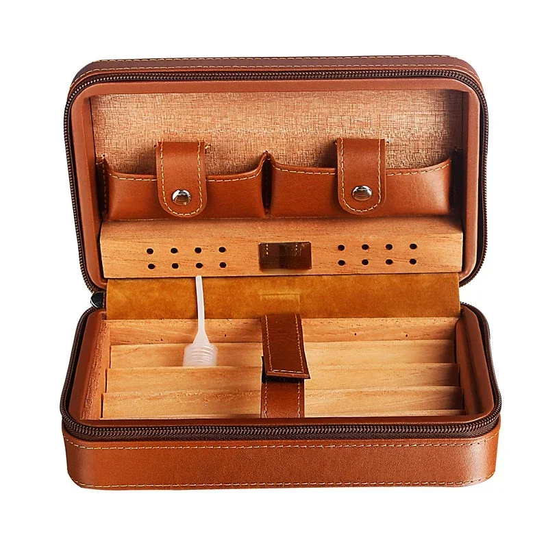 Portable Humidor Cigar Travel Case Leather Cedar Wood 4 Tube Holder Cigar Humidor Box W/ Cigar Accessories
Portable Humidor Cigar Travel Case Leather Cedar Wood 4 Tube Holder Cigar Humidor Box W/ Cigar Accessories