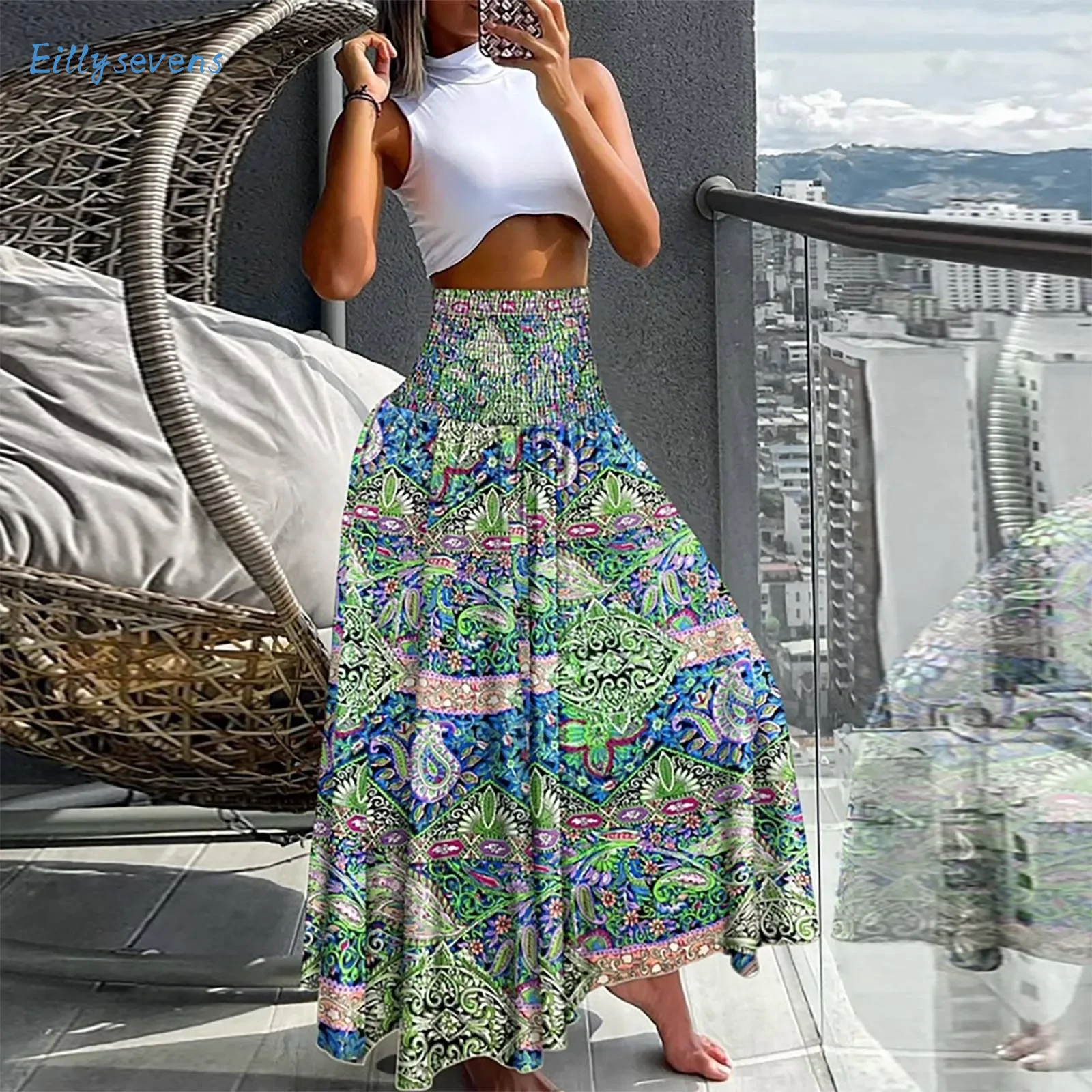 Women Boho Skirts Casual Loose Elastic High Waist A-Line Beach Flowy Swing Skirts Daily Vacation Floral Printing Maxi Skirt
Women Boho Skirts Casual Loose Elastic High Waist A-Line Beach Flowy Swing Skirts Daily Vacation Floral Printing Maxi Skirt