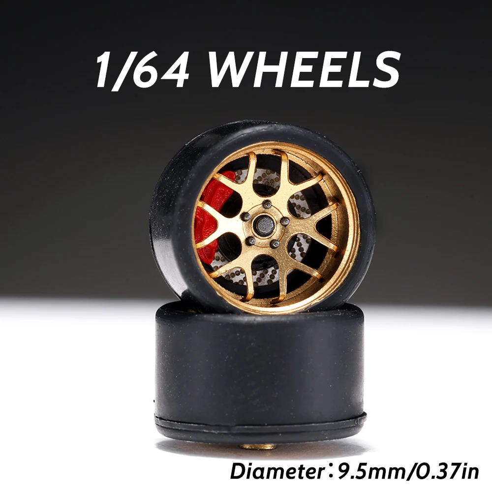 1/64 Alloy Bronze Wheels Rubber Tires with Brake Disc Assembly Rims for Diecast Model Car for Hot Wheels Diameter: 9.5mm
1/64 Alloy Bronze Wheels Rubber Tires with Brake Disc Assembly Rims for Diecast Model Car for Hot Wheels Diameter: 9.5mm