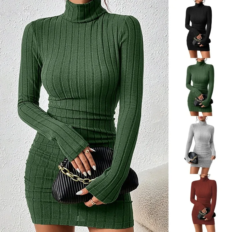 Knitted Bottoming Dress Women Elegant Party Autumn Winter Turtleneck Long Sleeves Sexy Sheath Mini Dresses Bodycon Club Dress
Knitted Bottoming Dress Women Elegant Party Autumn Winter Turtleneck Long Sleeves Sexy Sheath Mini Dresses Bodycon Club Dress