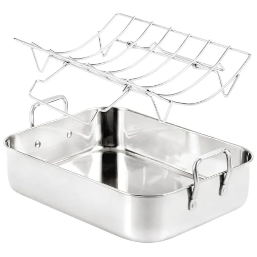 16.5inch Roasting Pan with V-Shape Rack - Stainless Steel Large Turkey Roaster Pan for Turkey Chicken Ham Roaster with V-Shaped
16.5inch Roasting Pan with V-Shape Rack - Stainless Steel Large Turkey Roaster Pan for Turkey Chicken Ham Roaster with V-Shaped